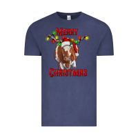 Vintage Denim Merry Christmas Longhorn Cow Vintage Tee - RanaPortraitStore
