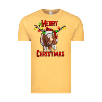 Vintage Mustard Merry Christmas Longhorn Cow Vintage Tee - RanaPortraitStore