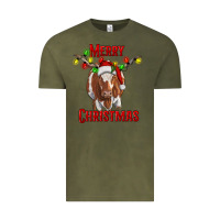 Vintage Olive Merry Christmas Longhorn Cow Vintage Tee - RanaPortraitStore