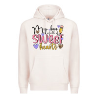 Pale Pink my bus full of sweet hearts Premium Hoodie - MaliasSmallBusiness