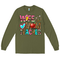 Army Green wife mom teacher Long Sleeve Tee - Zillion Design Studio