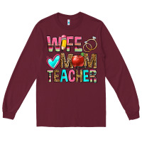 Burgundy wife mom teacher Long Sleeve Tee - Zillion Design Studio