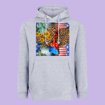 Statue Of Liberty American Flag Heavyweight Hoodie Designed By Bundleandbundleshop