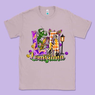 Louisiana La Mardi Gras Classic Tee Designed By Fadigitalartstudio