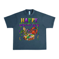 Midnight Navy Happy Mardi Gras Fleur De Lis King Cake Crawfish Urban Heavy Tee - RanaPortraitStore
