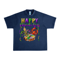 Navy Happy Mardi Gras Fleur De Lis King Cake Crawfish Urban Heavy Tee - RanaPortraitStore