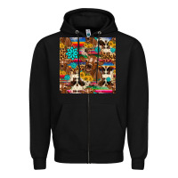 Black western sunflower bucket cow seamless pattern Zipper Hoodie - HRA Design Shop