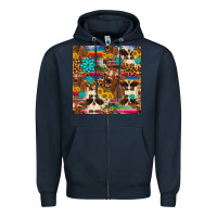 Navy western sunflower bucket cow seamless pattern Zipper Hoodie - HRA Design Shop