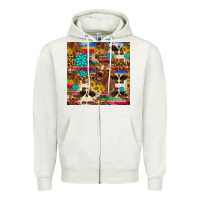 Oatmeal Heather western sunflower bucket cow seamless pattern Zipper Hoodie - HRA Design Shop