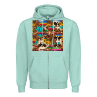Seafoam western sunflower bucket cow seamless pattern Zipper Hoodie - HRA Design Shop