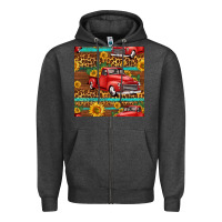 Charcoal Heather western farm truck seamless pattern Zipper Hoodie - HRA Design Shop