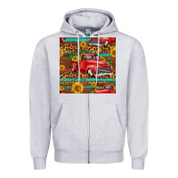 Heather Grey western farm truck seamless pattern Zipper Hoodie - HRA Design Shop