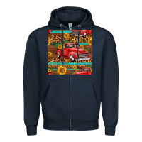 Navy western farm truck seamless pattern Zipper Hoodie - HRA Design Shop