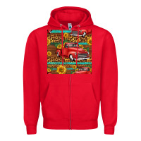 Red western farm truck seamless pattern Zipper Hoodie - HRA Design Shop