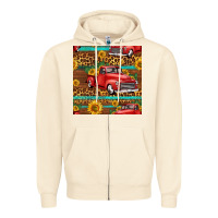 Sandshell western farm truck seamless pattern Zipper Hoodie - HRA Design Shop