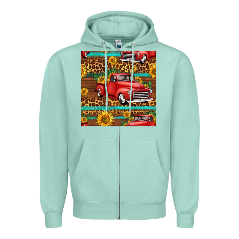 Western Farm Truck Seamless Pattern Zipper Hoodie by HRA Design Shop | Teevron