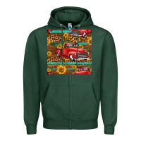 Sports Green western farm truck seamless pattern Zipper Hoodie - HRA Design Shop