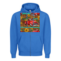 True Royal western farm truck seamless pattern Zipper Hoodie - HRA Design Shop