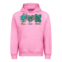 Fuchsia Pink Peace Love Gemstone Urban Hoodie - BundleAndBundleShop