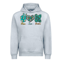 Heather Grey Peace Love Gemstone Urban Hoodie - BundleAndBundleShop