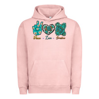 Pigment Salmon Peace Love Gemstone Urban Hoodie - BundleAndBundleShop