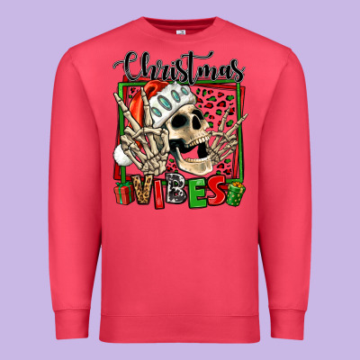 Christmas Vibes Skeleton Premium Sweatshirt Designed By Jasminsmagicworld