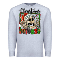 Heather Grey christmas vibes skeleton Premium Sweatshirt - Jasminsmagicworld