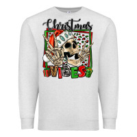 Oatmeal Heather christmas vibes skeleton Premium Sweatshirt - Jasminsmagicworld