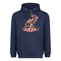 Navy bunny with blossom flower Heavyweight Hoodie - Artiststas