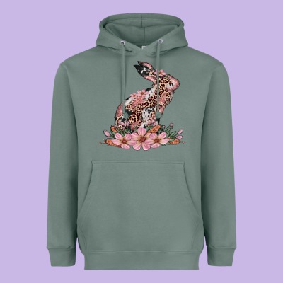 Bunny With Blossom Flower Heavyweight Hoodie Designed By Artiststas