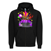 Black mardi gras truck leopard mask Zipper Hoodie - FaDigitalArtStudio