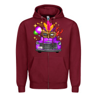 Burgundy mardi gras truck leopard mask Zipper Hoodie - FaDigitalArtStudio
