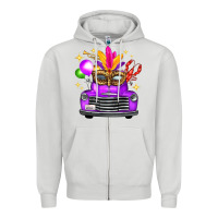 Dove Grey mardi gras truck leopard mask Zipper Hoodie - FaDigitalArtStudio