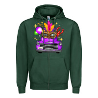 Sports Green mardi gras truck leopard mask Zipper Hoodie - FaDigitalArtStudio