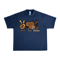 Navy peace love melanin Urban Heavy Tee - texasbilliewilder