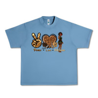 Pebble Blue peace love melanin Urban Heavy Tee - texasbilliewilder