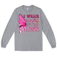 Heather Grey I Wear Pink For My Mama with Butterfly Long Sleeve Tee - texasbilliewilder