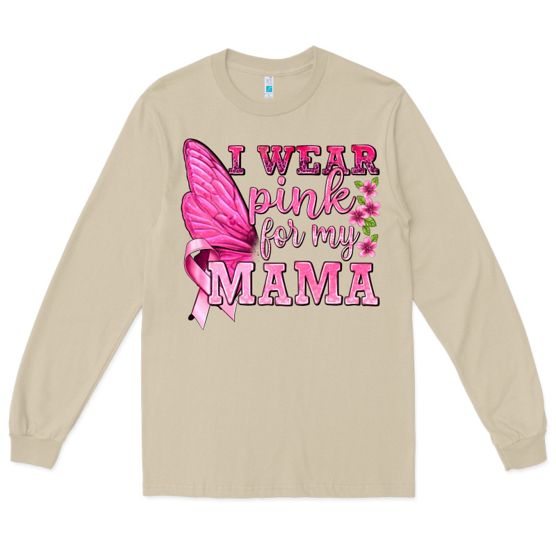 I Wear Pink For My Mama With Butterfly Long Sleeve Tee by texasbilliewilder | Teevron