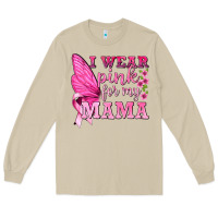 Mushroom I Wear Pink For My Mama with Butterfly Long Sleeve Tee - texasbilliewilder