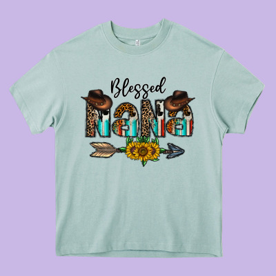 Blessed Nana Heavy Core Tee Designed By Cowhidedigitalart
