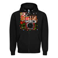 Black Christmas Santa Vintage Camera Zipper Hoodie - FaDigitalArtStudio