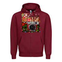 Burgundy Christmas Santa Vintage Camera Zipper Hoodie - FaDigitalArtStudio