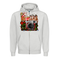 Dove Grey Christmas Santa Vintage Camera Zipper Hoodie - FaDigitalArtStudio