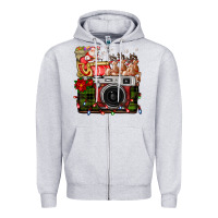 Heather Grey Christmas Santa Vintage Camera Zipper Hoodie - FaDigitalArtStudio