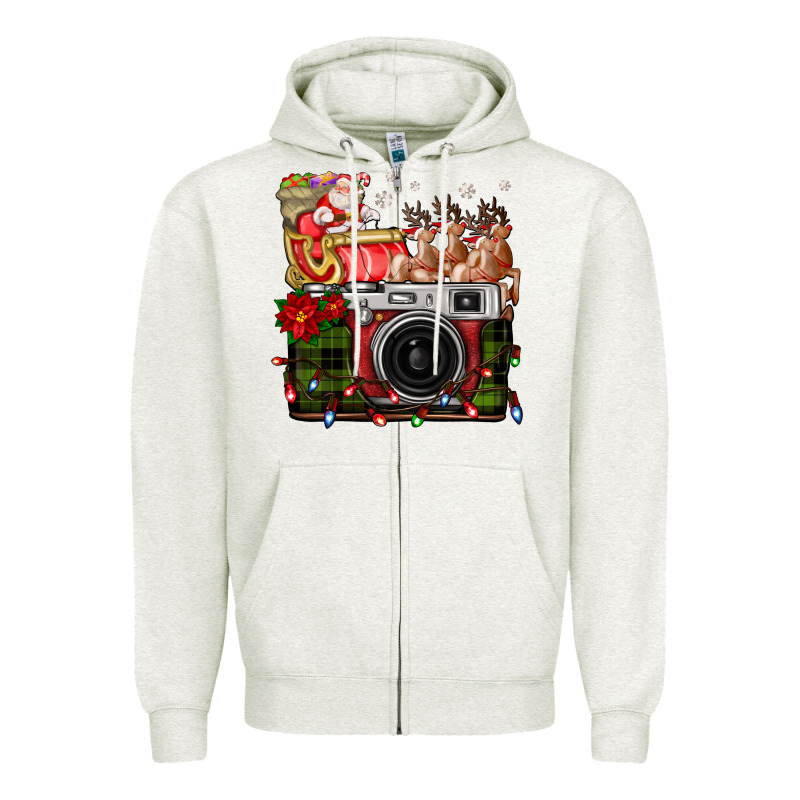 Christmas Santa Vintage Camera Zipper Hoodie by FaDigitalArtStudio | Teevron