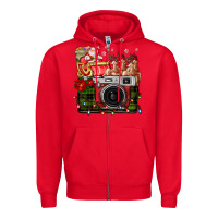 Red Christmas Santa Vintage Camera Zipper Hoodie - FaDigitalArtStudio