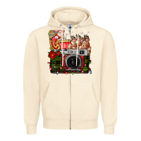 Sandshell Christmas Santa Vintage Camera Zipper Hoodie - FaDigitalArtStudio