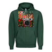 Sports Green Christmas Santa Vintage Camera Zipper Hoodie - FaDigitalArtStudio