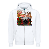 White Christmas Santa Vintage Camera Zipper Hoodie - FaDigitalArtStudio