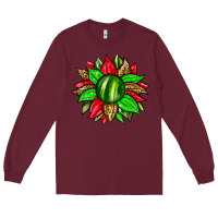 Burgundy watermelon sunflower Long Sleeve Tee - Zillion Design Studio